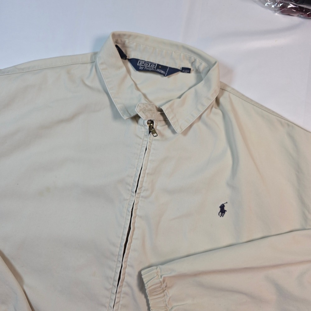 Polo Ralph Lauren Harrington‎ Jacket Tan Beige Cotton Zip Up Mens XL